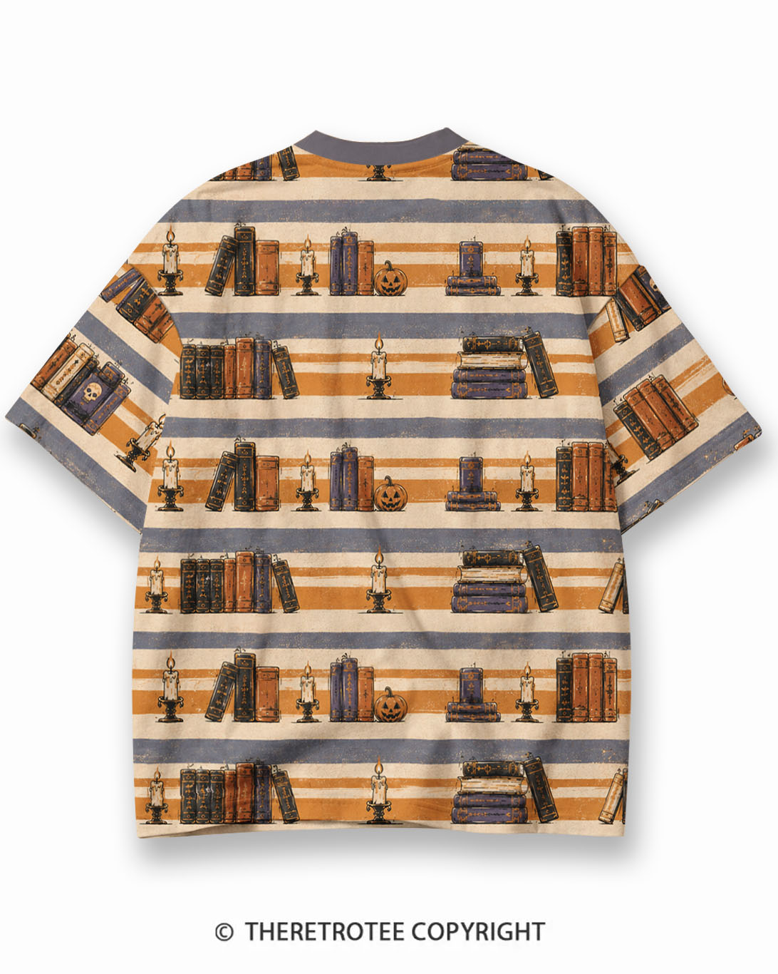TheRetroTee Vintage Halloween Spooky Season Eco Oversized Striped Ringer T-Shirt