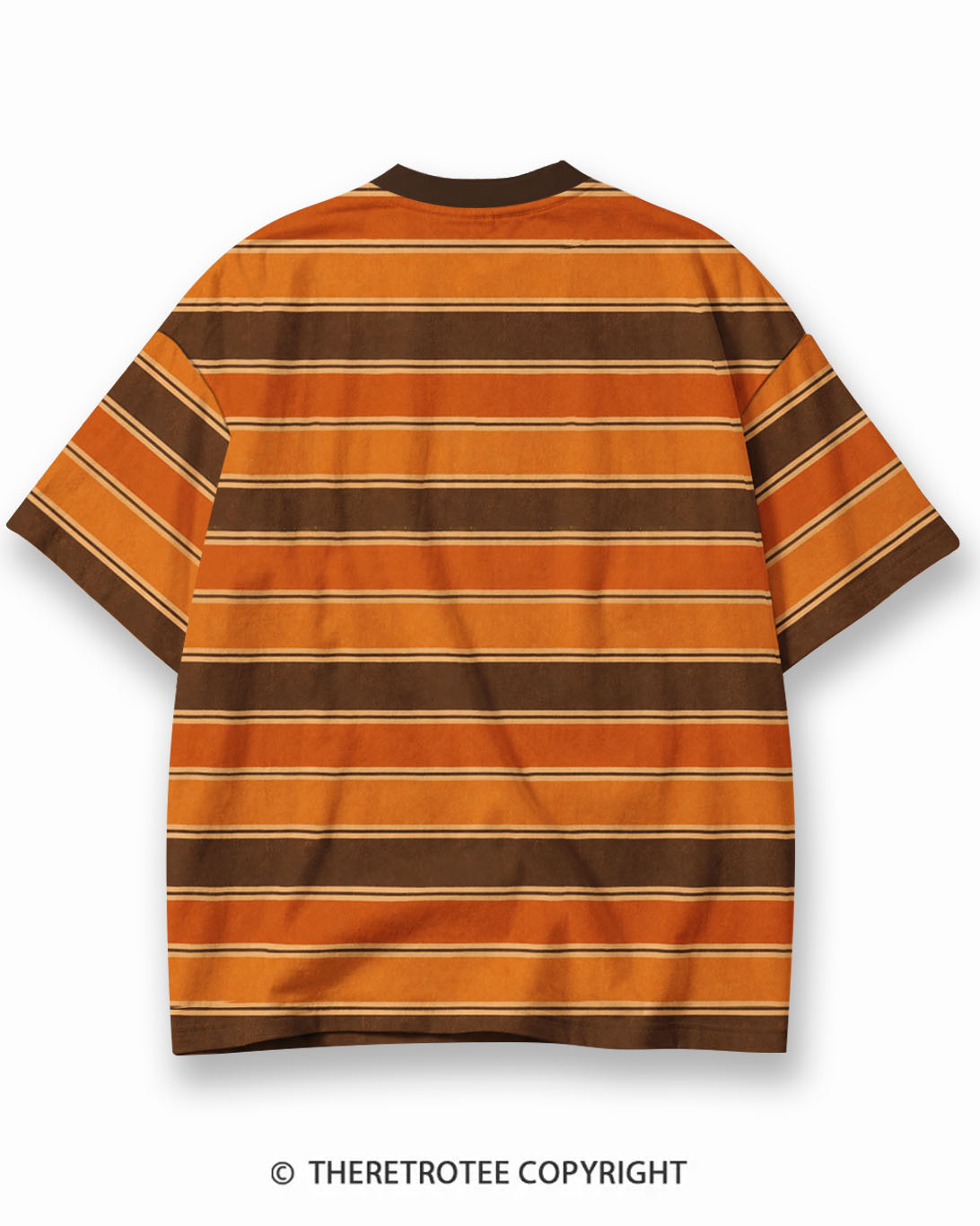 TheRetroTee Funny Turkey Face Thanksgiving Eco Oversized Striped Ringer T-Shirt