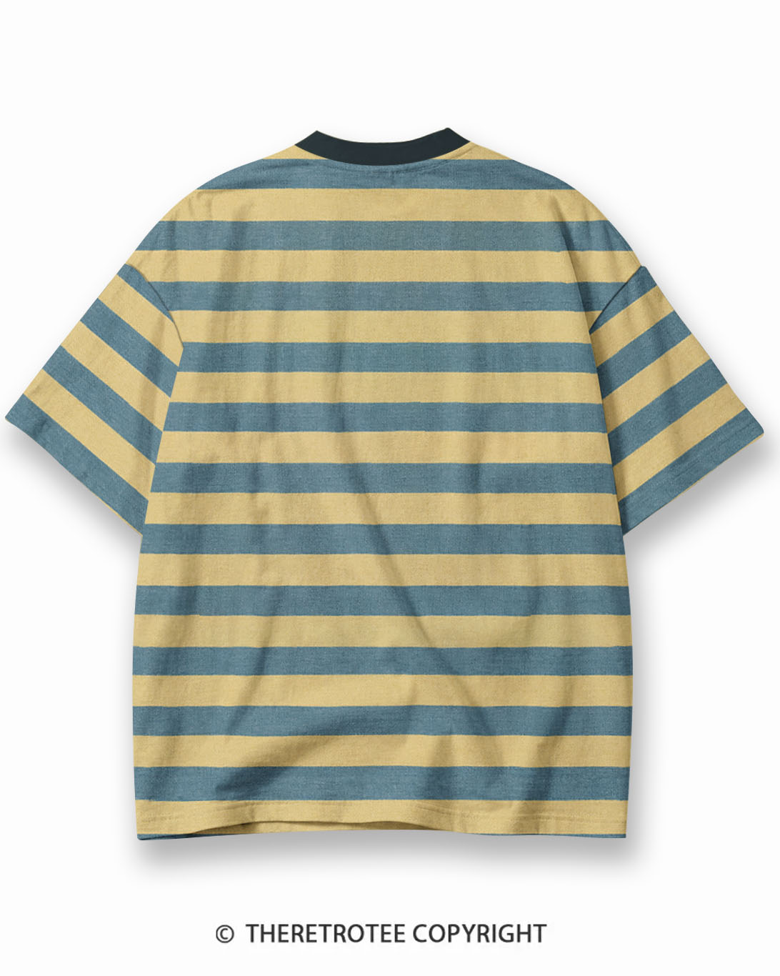 TheRetroTee Vintage Halloween Screaming Skeleton Eco Oversized Striped Ringer T-Shirt