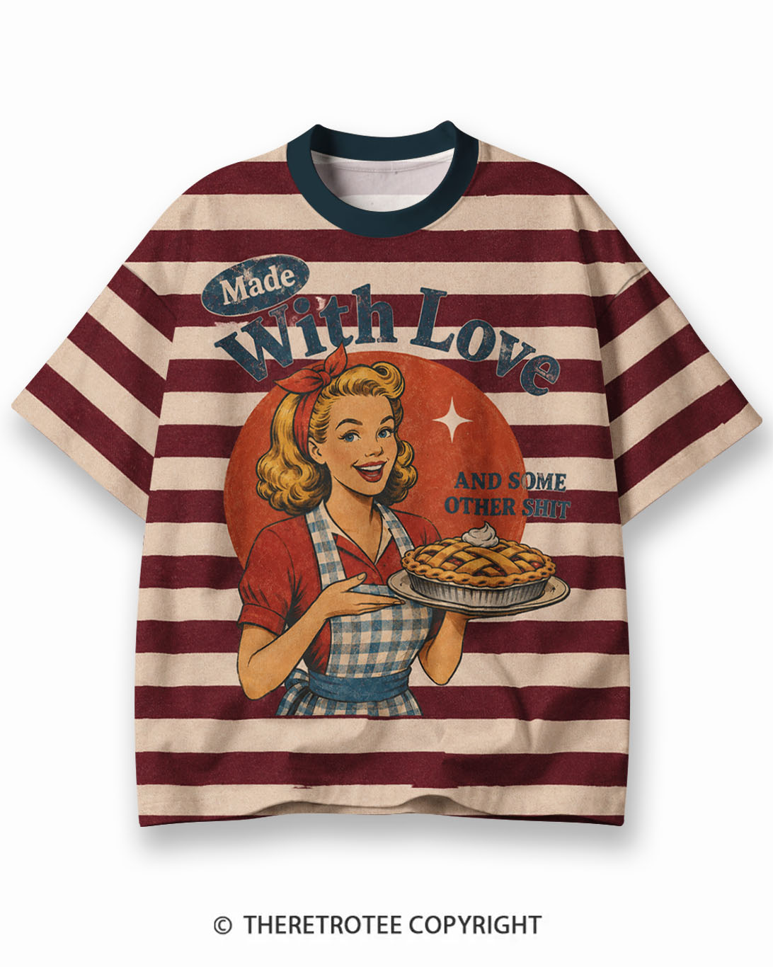 TheRetroTee Classic Stripe Christmas Eco Oversized Striped Ringer T-Shirt