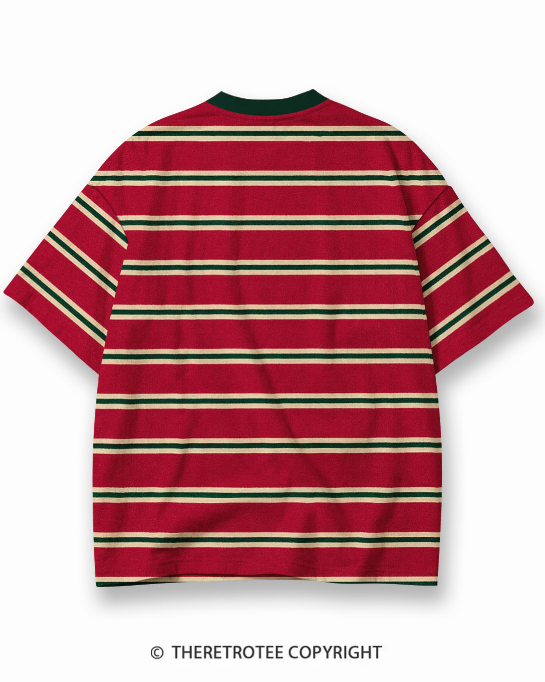 TheRetroTee Classic Stripe Christmas Eco Oversized Striped Ringer T-Shirt