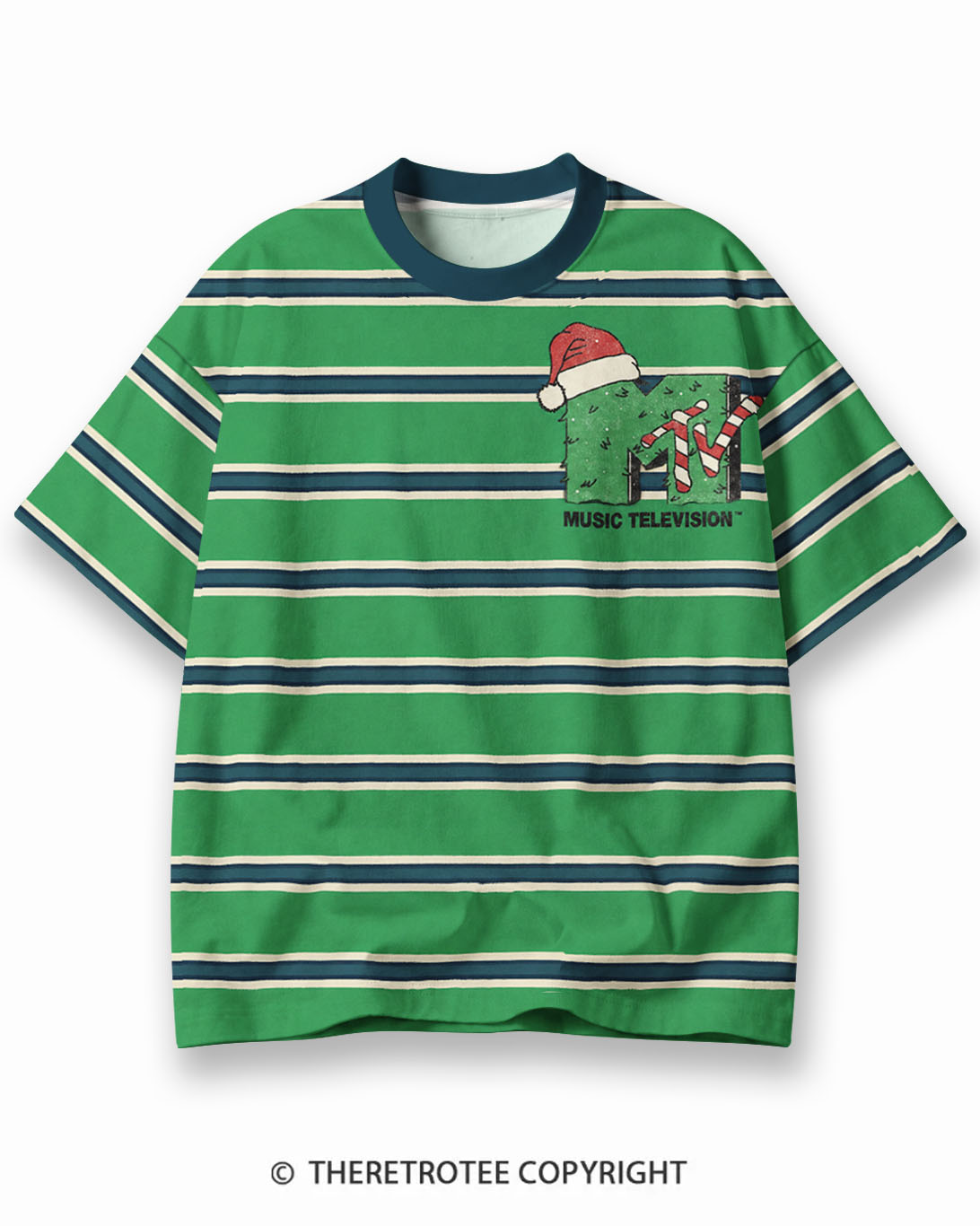 TheRetroTee XXX Eco Oversized Striped Ringer T-Shirt