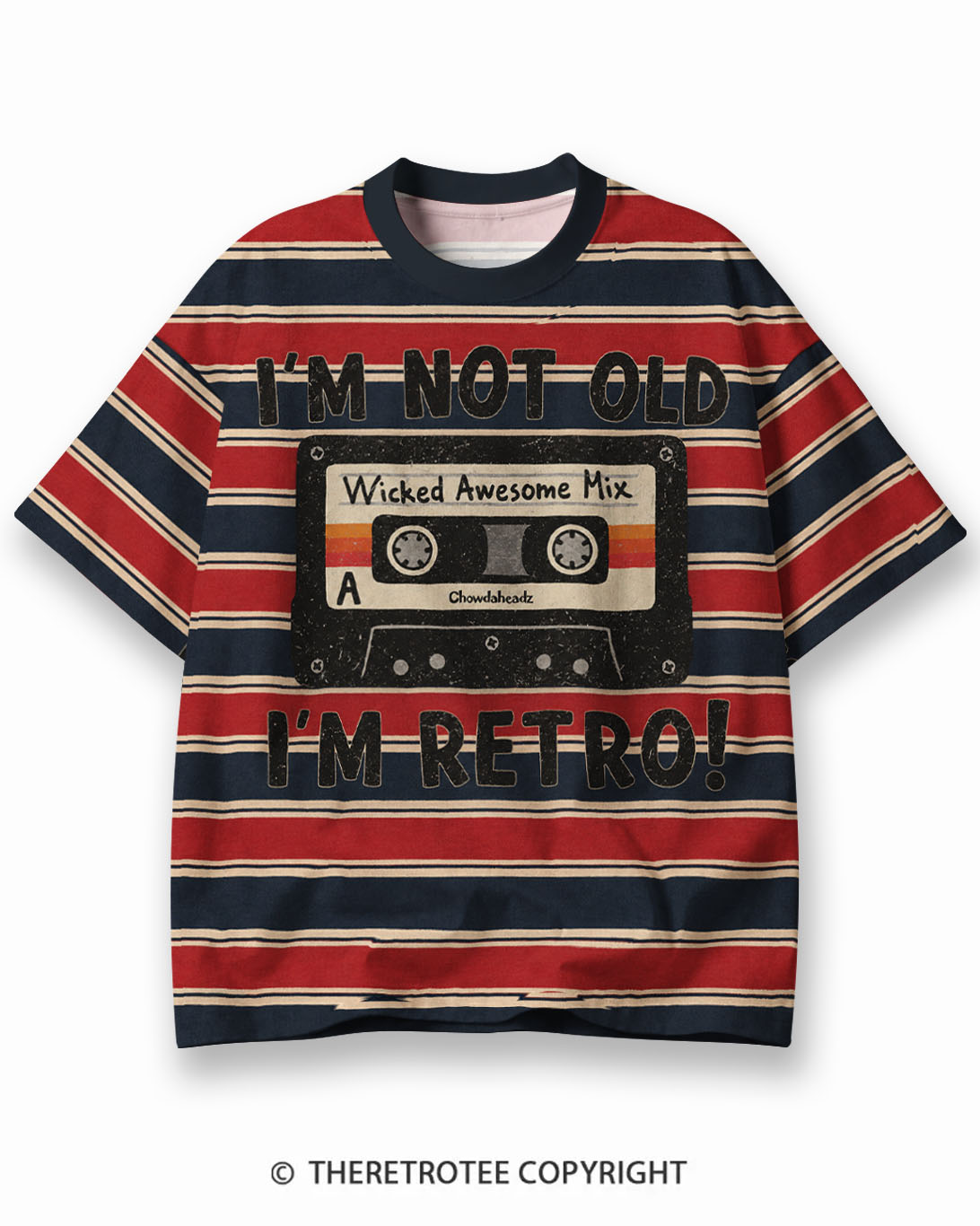 TheRetroTee XXX Eco Oversized Striped Ringer T-Shirt