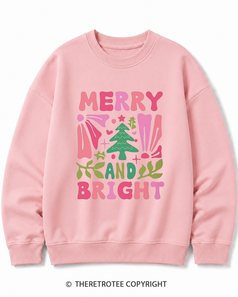 TheRetroTee Boho Merry and Bright 1970s Christmas Cotton Sweatshirt