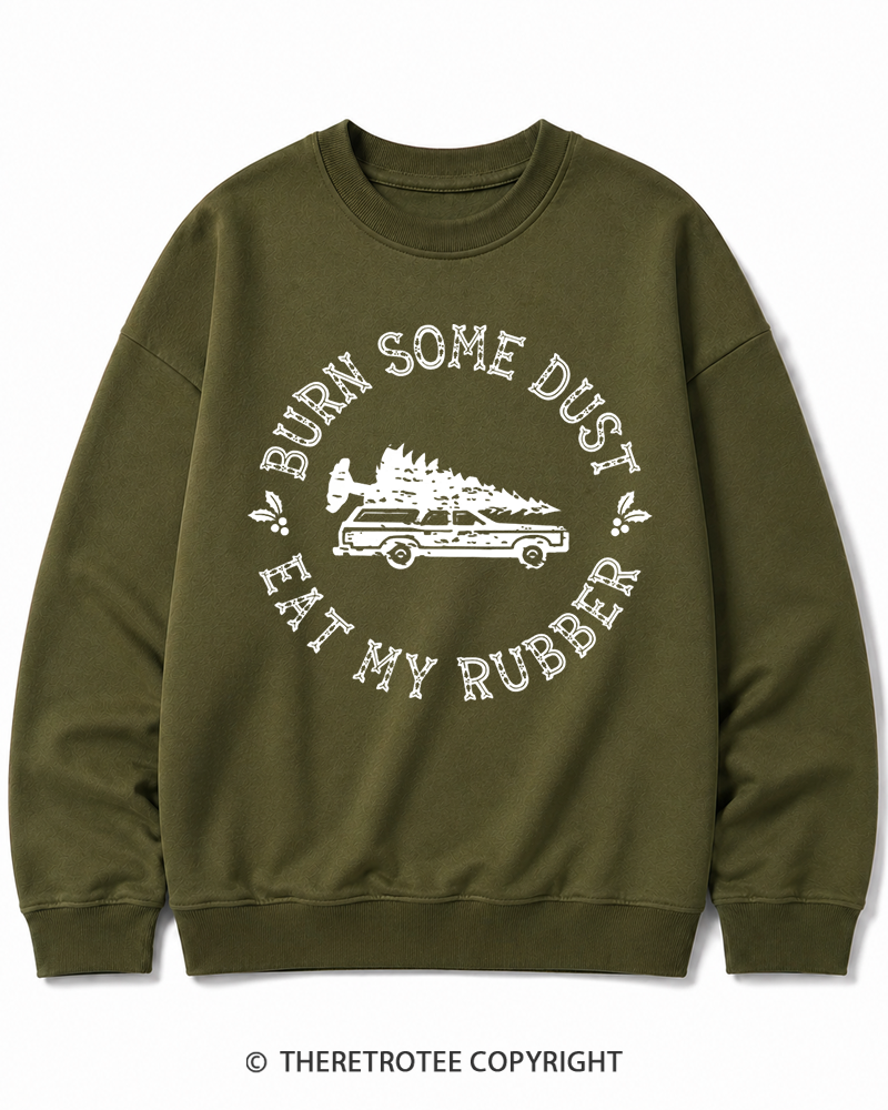 TheRetroTee Burn Some Dust 1980s Christmas Cotton Sweatshirt