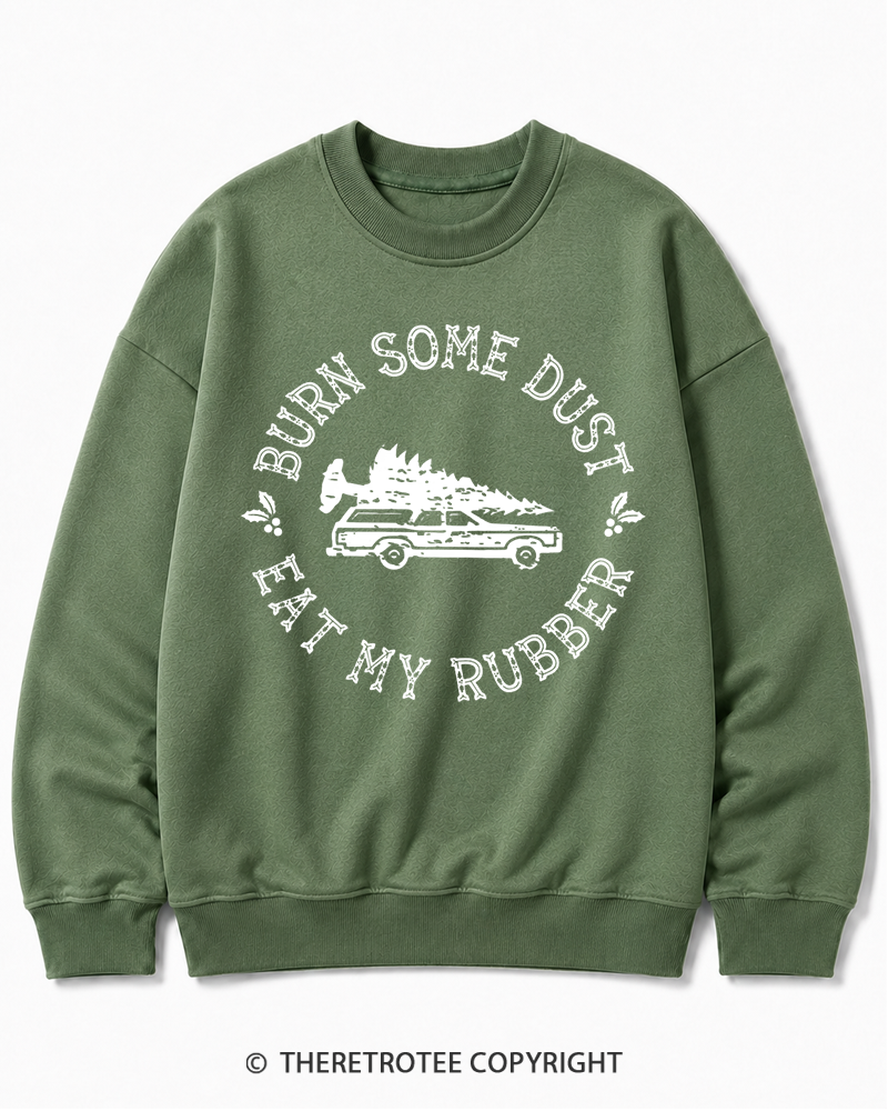 TheRetroTee Burn Some Dust 1980s Christmas Cotton Sweatshirt