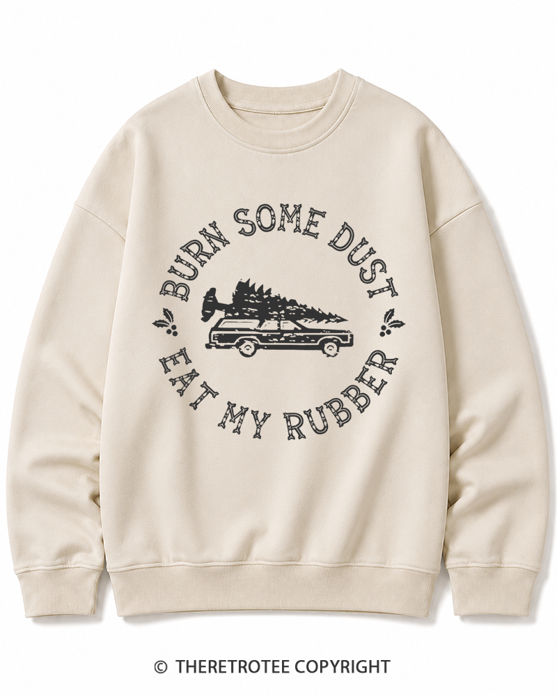 TheRetroTee Burn Some Dust 1980s Christmas Cotton Sweatshirt