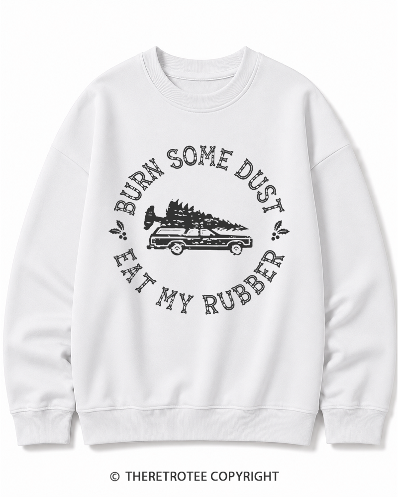 TheRetroTee Burn Some Dust 1980s Christmas Cotton Sweatshirt