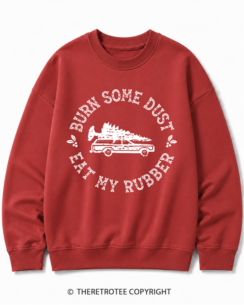TheRetroTee Burn Some Dust 1980s Christmas Cotton Sweatshirt