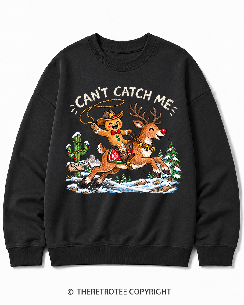TheRetroTee Can't Catch Me Vintage Christmas Cotton Sweatshirt