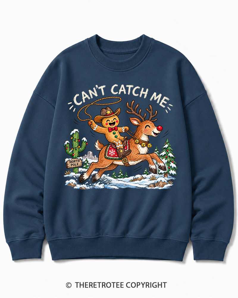 TheRetroTee Can't Catch Me Vintage Christmas Cotton Sweatshirt