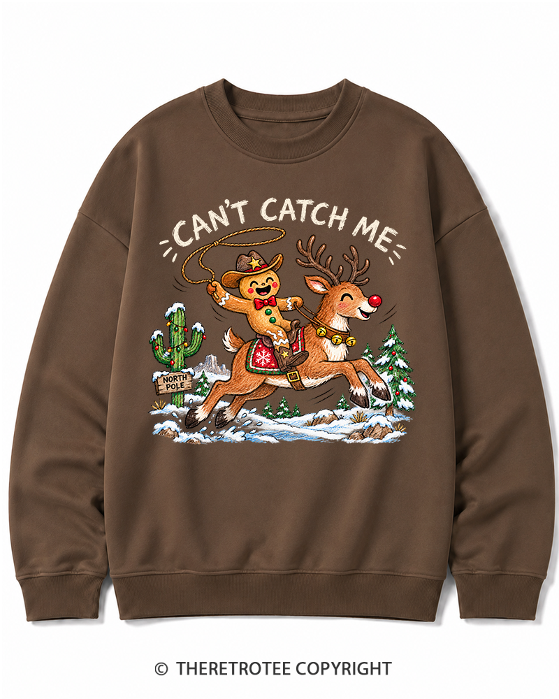 TheRetroTee Can't Catch Me Vintage Christmas Cotton Sweatshirt