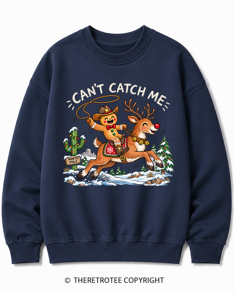 TheRetroTee Can't Catch Me Vintage Christmas Cotton Sweatshirt