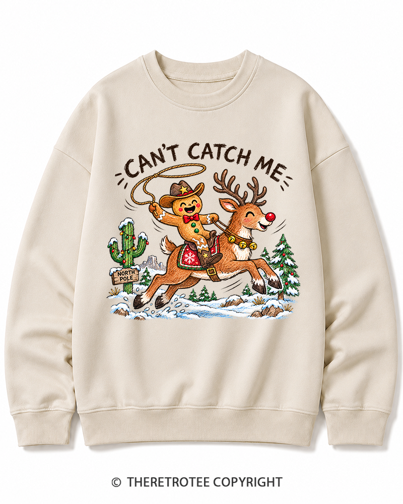 TheRetroTee Can't Catch Me Vintage Christmas Cotton Sweatshirt