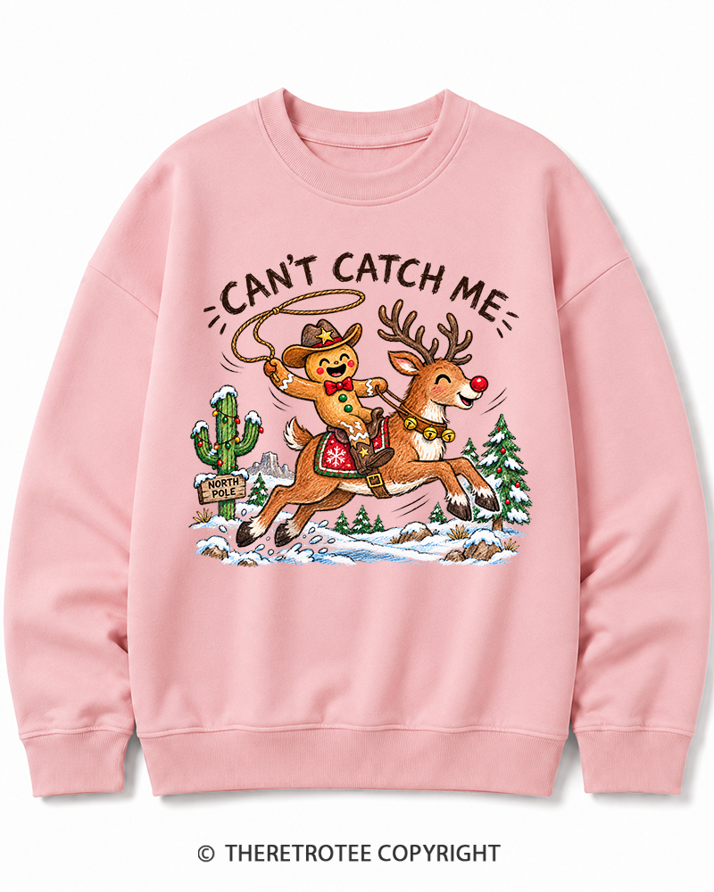 TheRetroTee Can't Catch Me Vintage Christmas Cotton Sweatshirt
