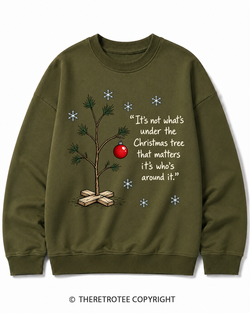TheRetroTee Christmas Tree Quote 1960s Christmas Cotton Sweatshirt
