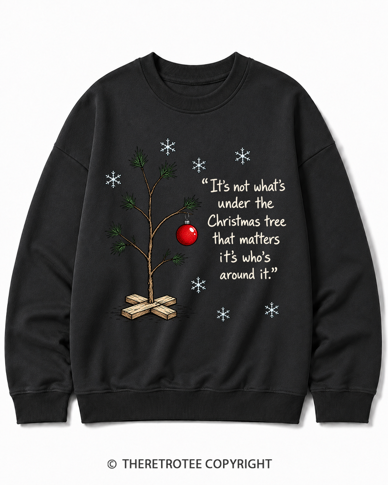 TheRetroTee Christmas Tree Quote 1960s Christmas Cotton Sweatshirt