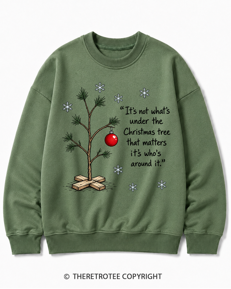 TheRetroTee Christmas Tree Quote 1960s Christmas Cotton Sweatshirt