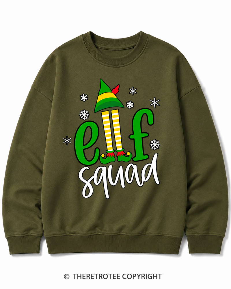 TheRetroTee Elf Squad Vintage Christmas Cotton Sweatshirt