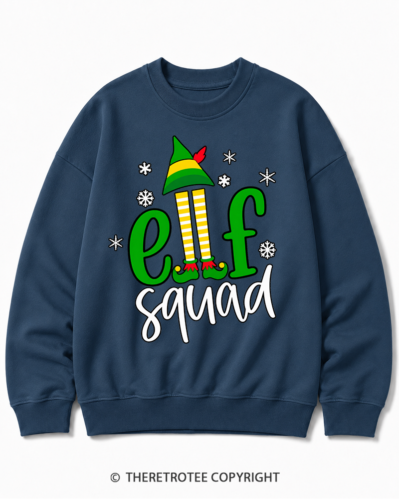 TheRetroTee Elf Squad Vintage Christmas Cotton Sweatshirt