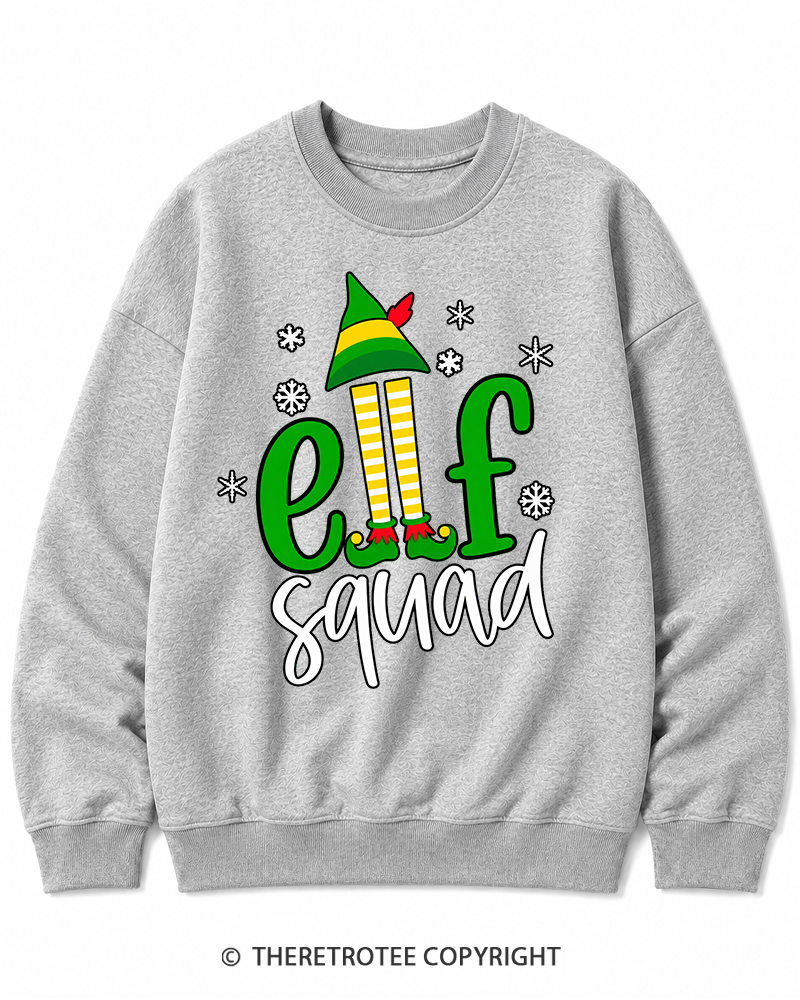TheRetroTee Elf Squad Vintage Christmas Cotton Sweatshirt