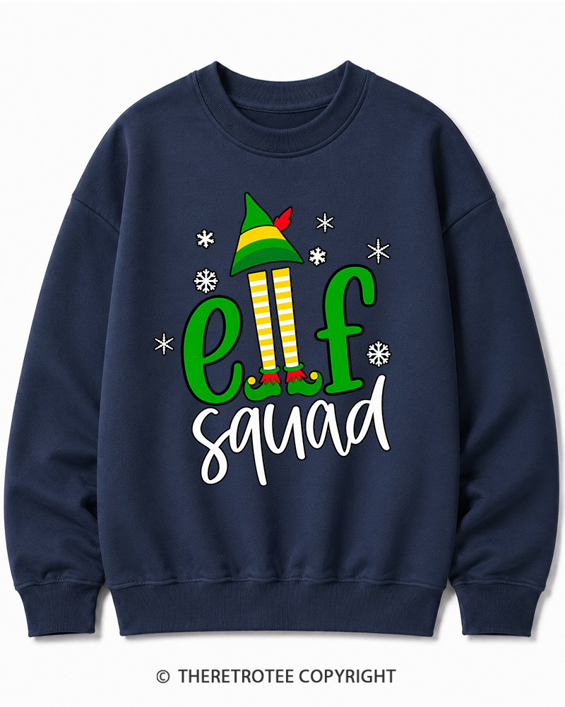 TheRetroTee Elf Squad Vintage Christmas Cotton Sweatshirt