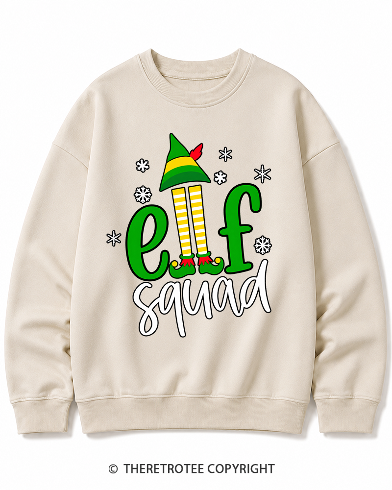 TheRetroTee Elf Squad Vintage Christmas Cotton Sweatshirt