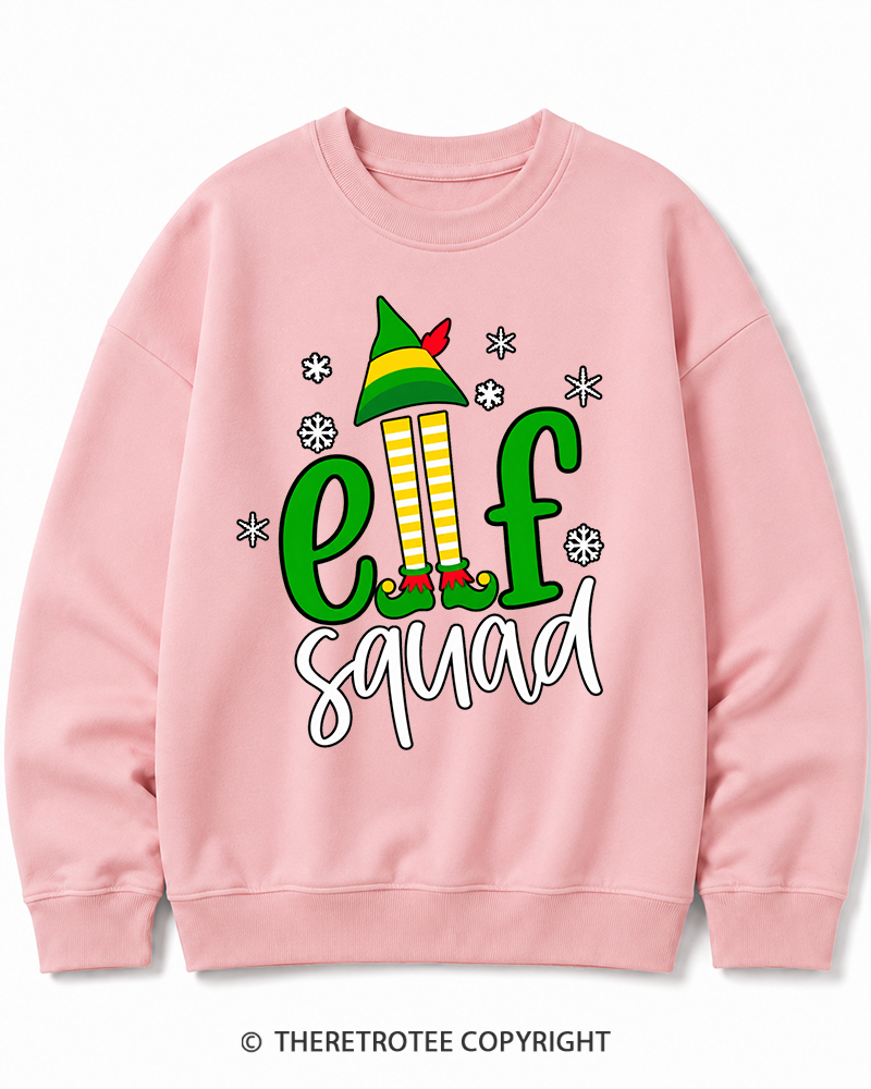 TheRetroTee Elf Squad Vintage Christmas Cotton Sweatshirt