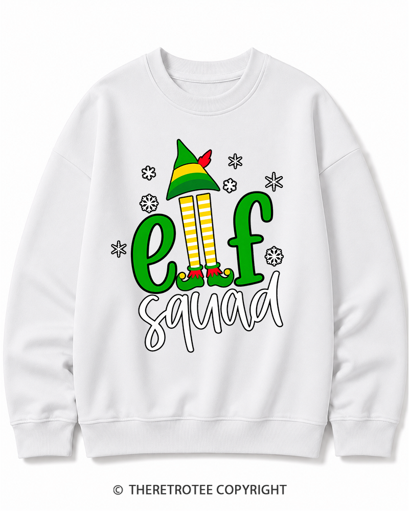 TheRetroTee Elf Squad Vintage Christmas Cotton Sweatshirt