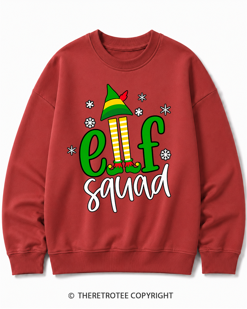 TheRetroTee Elf Squad Vintage Christmas Cotton Sweatshirt