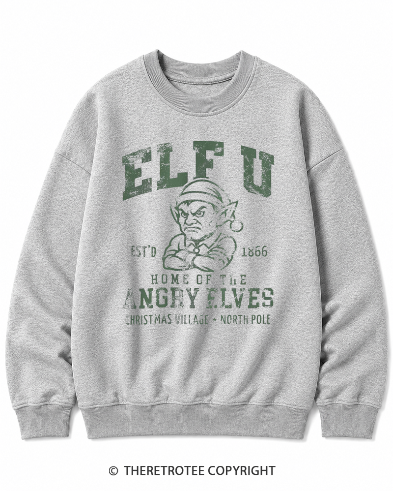 TheRetroTee Elf U F-Bomb Pun Vintage  Christmas Cotton Sweatshirt