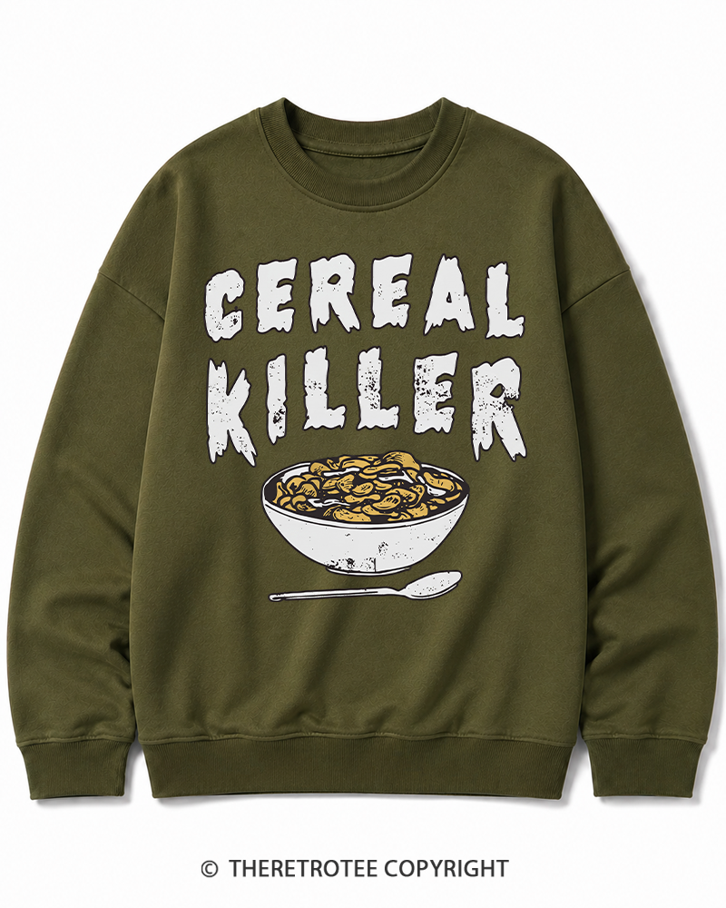 TheRetroTee Cereal Killer 1980s Halloween Cotton Sweatshirt
