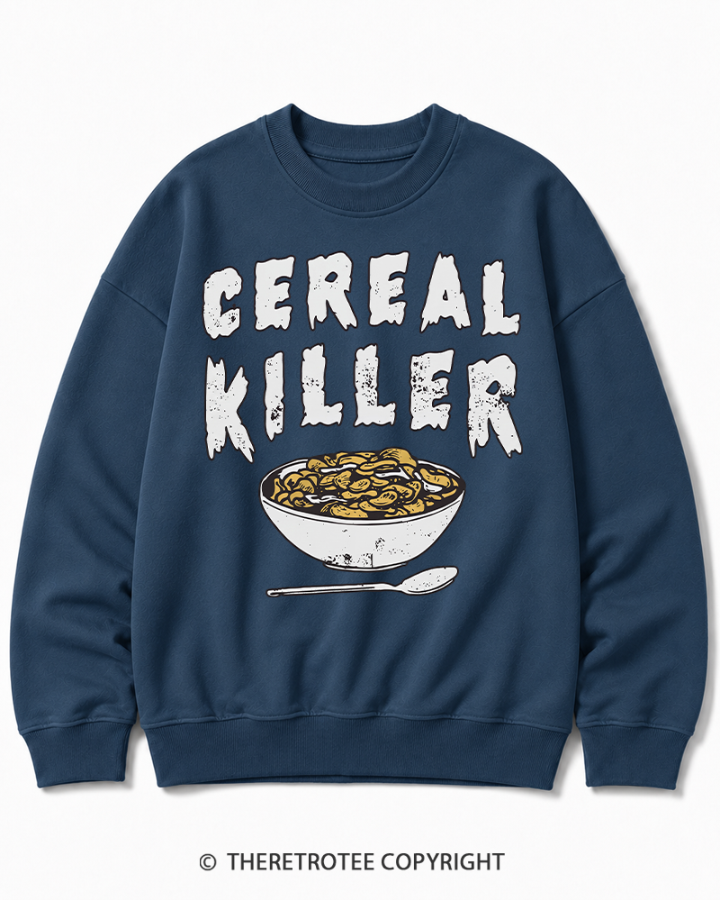 TheRetroTee Cereal Killer 1980s Halloween Cotton Sweatshirt