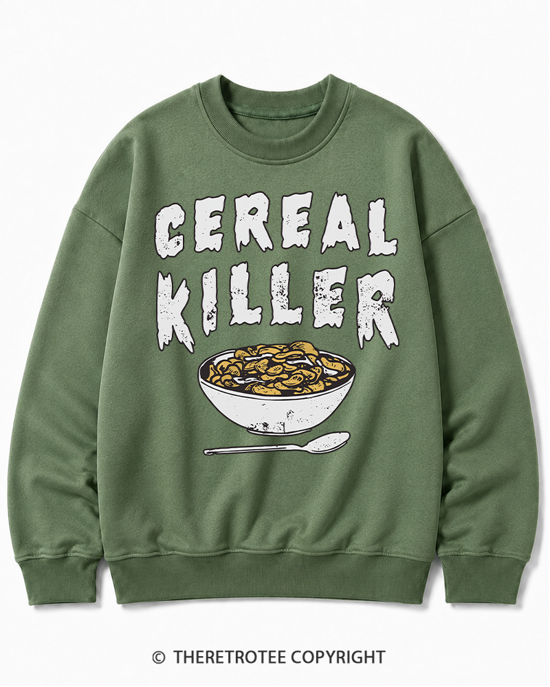 TheRetroTee Cereal Killer 1980s Halloween Cotton Sweatshirt