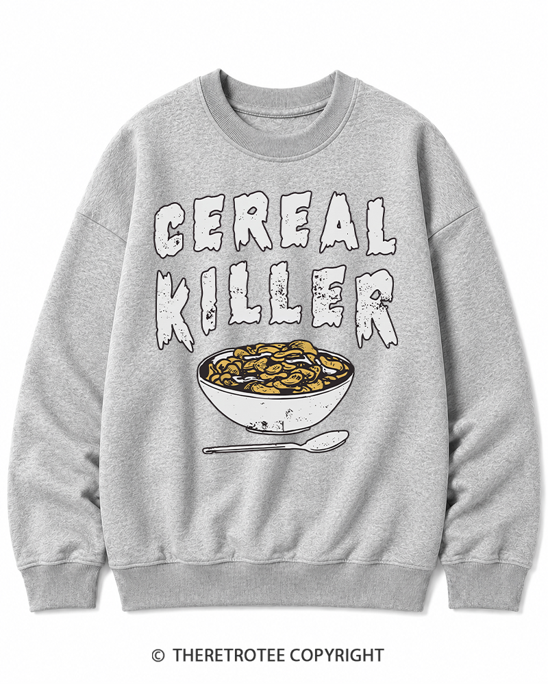 TheRetroTee Cereal Killer 1980s Halloween Cotton Sweatshirt