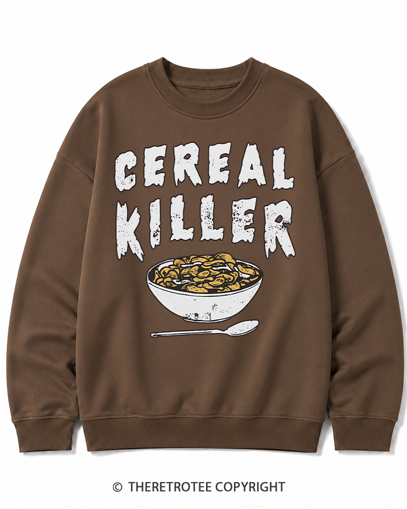 TheRetroTee Cereal Killer 1980s Halloween Cotton Sweatshirt