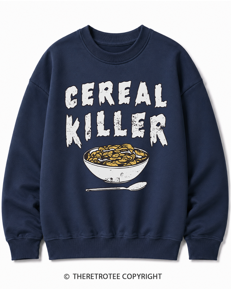 TheRetroTee Cereal Killer 1980s Halloween Cotton Sweatshirt