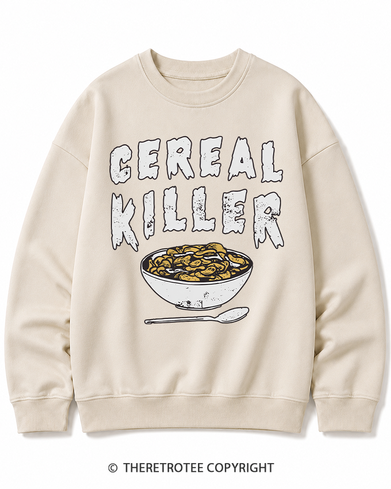 TheRetroTee Cereal Killer 1980s Halloween Cotton Sweatshirt