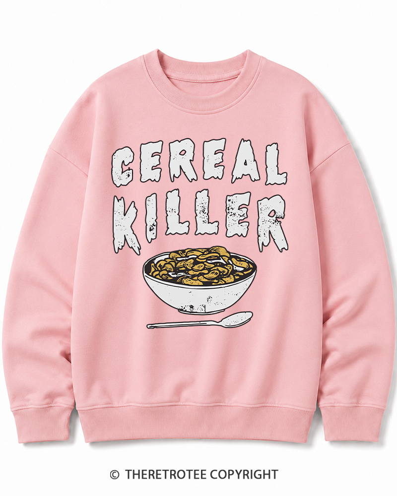 TheRetroTee Cereal Killer 1980s Halloween Cotton Sweatshirt