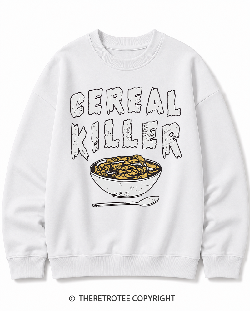 TheRetroTee Cereal Killer 1980s Halloween Cotton Sweatshirt