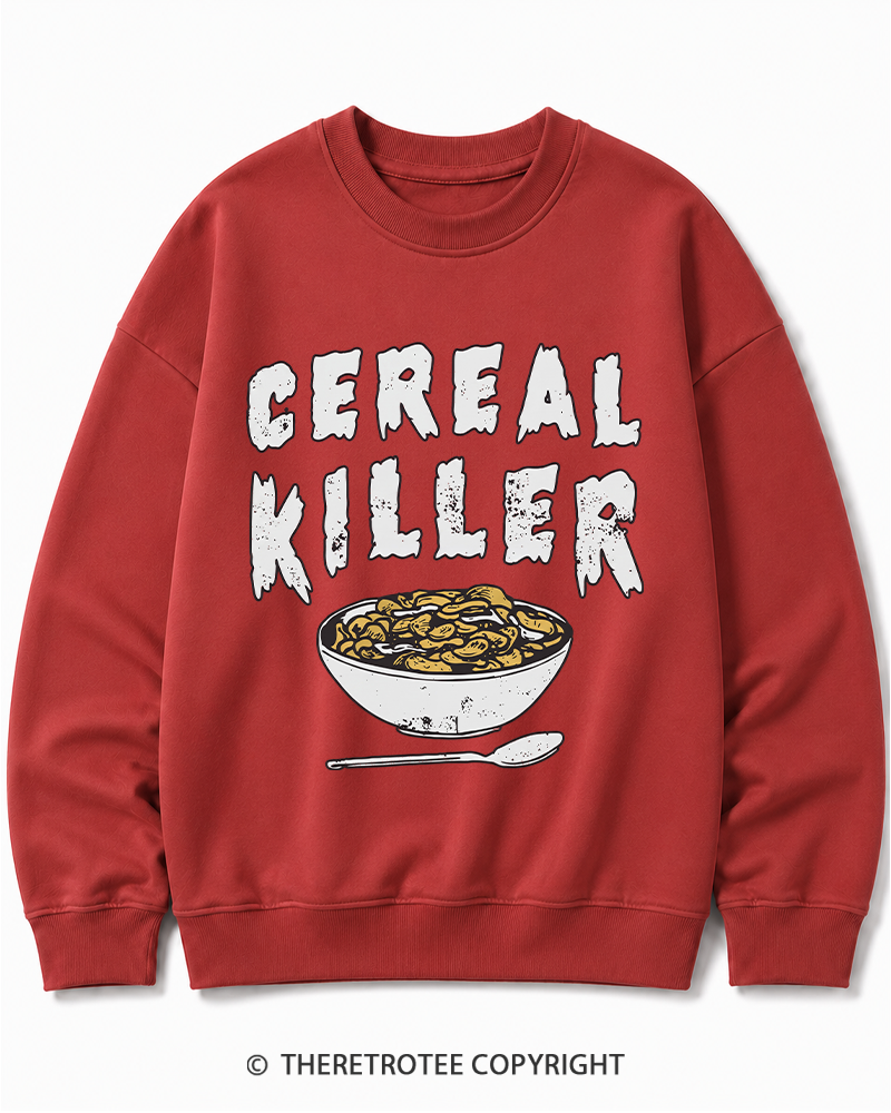 TheRetroTee Cereal Killer 1980s Halloween Cotton Sweatshirt