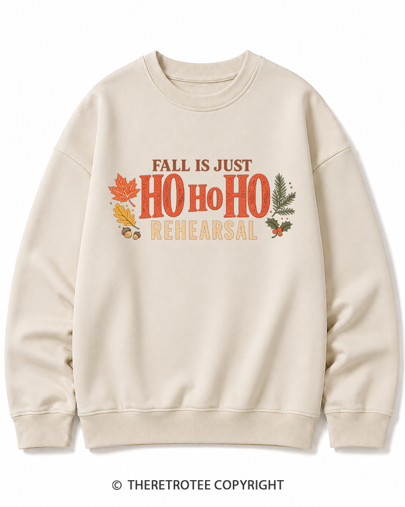 TheRetroTee Fall Is Just Ho Ho Ho Vintage  Christmas Cotton Sweatshirt