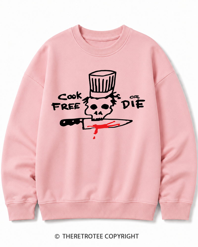 TheRetroTee Cook Free or Die 1990s Halloween Cotton Sweatshirt