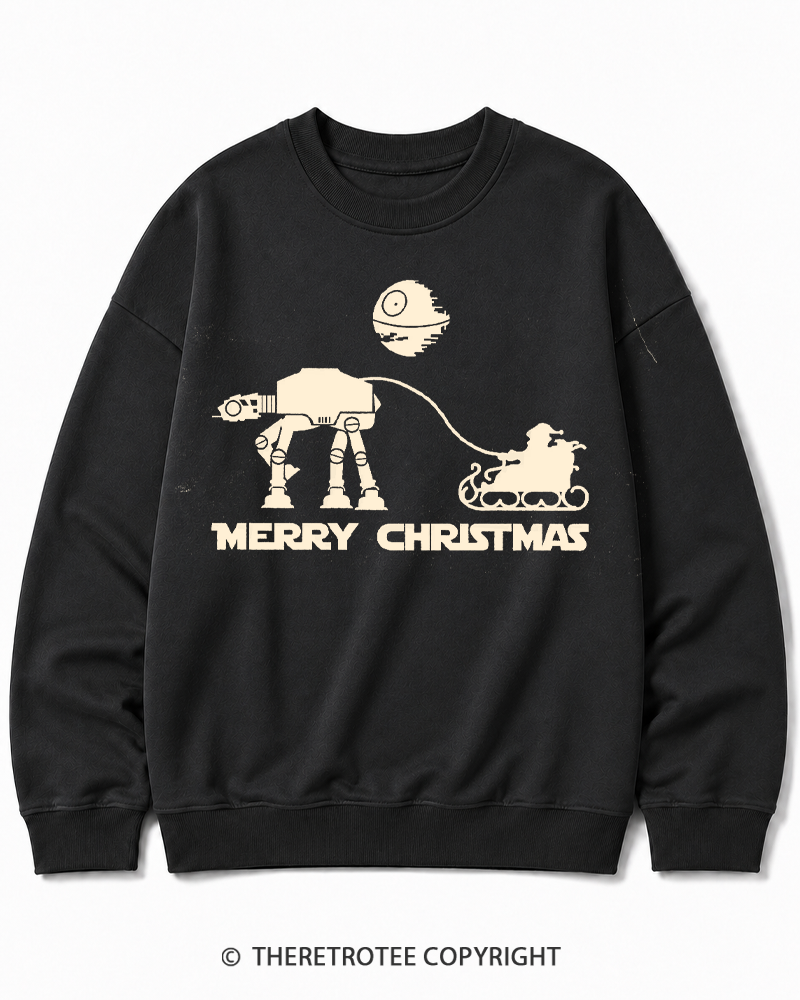 TheRetroTee Merry Christmas 1980s Christmas Cotton Sweatshirt