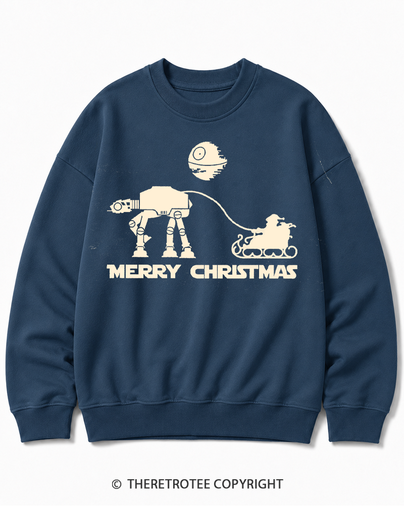 TheRetroTee Merry Christmas 1980s Christmas Cotton Sweatshirt