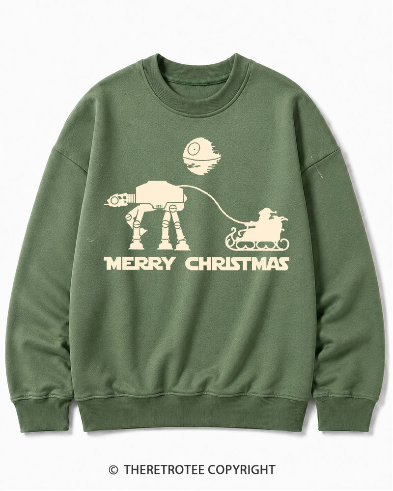 TheRetroTee Merry Christmas 1980s Christmas Cotton Sweatshirt