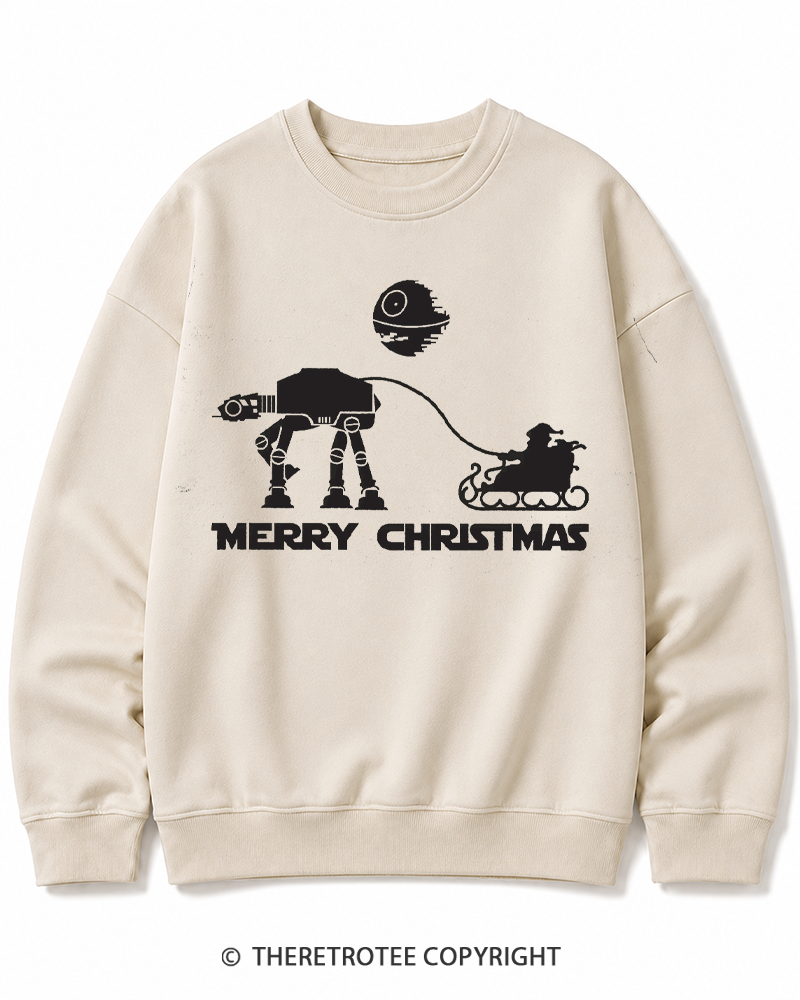 TheRetroTee Merry Christmas 1980s Christmas Cotton Sweatshirt