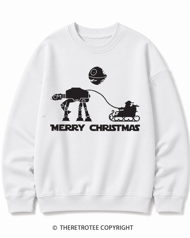 TheRetroTee Merry Christmas 1980s Christmas Cotton Sweatshirt