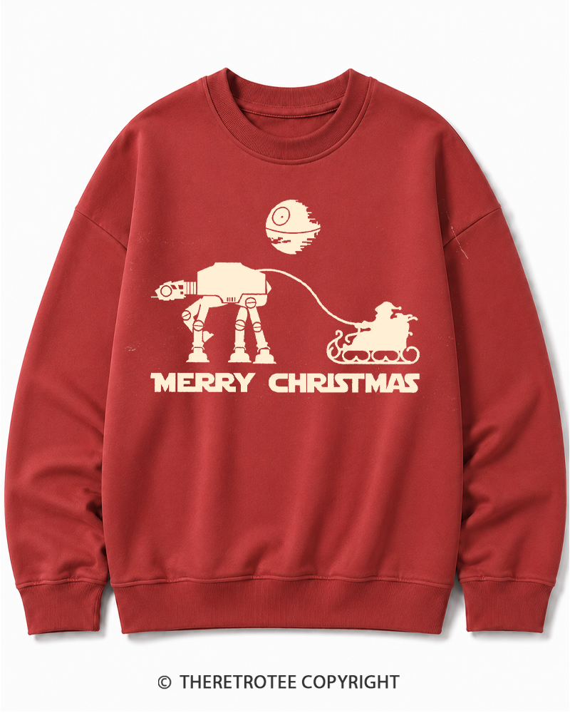 TheRetroTee Merry Christmas 1980s Christmas Cotton Sweatshirt