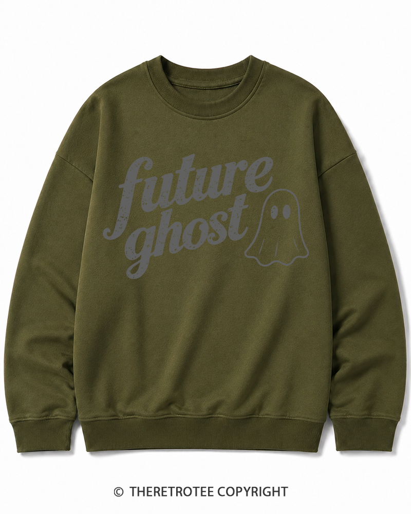 TheRetroTee Future Ghost 1970s Halloween Cotton Sweatshirt